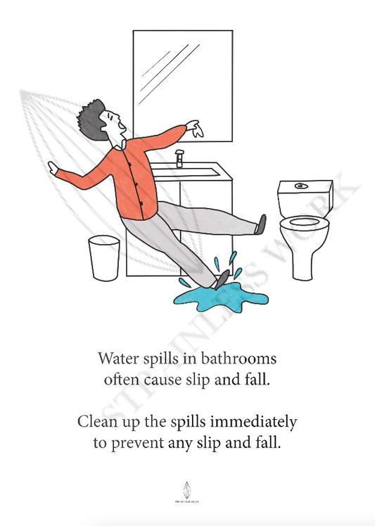 OSH Poster - Wet floor hazard in hotel housekeeping